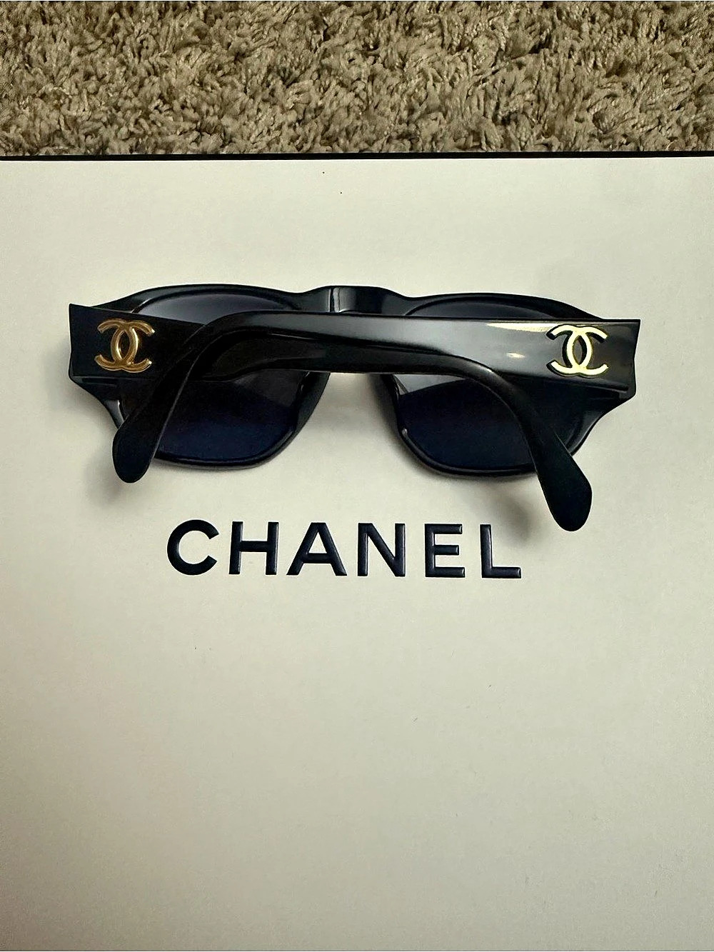 Chanel Square Sunglasses 5435 C.622/S6 Black Sunglasses Like New